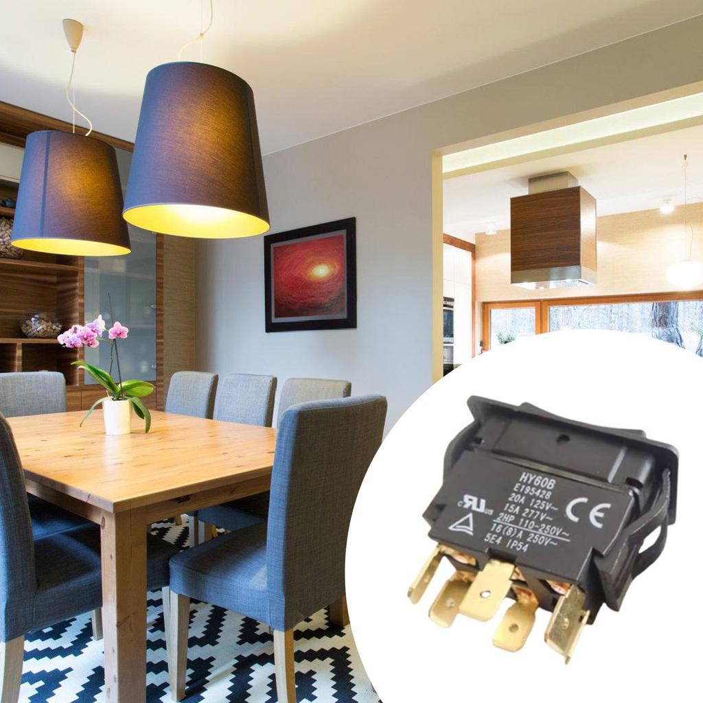 Industrial 6 Pin Rocker Switch 125/250V 20/15A Push Button Switches Arc Pushbutton Switch for Industrial Electric Power