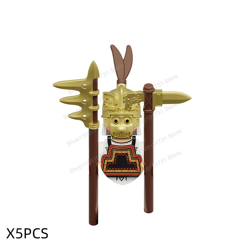MOC Chinese Soldier Figures Building Blocks Shangzhou Dynasty Qin Dynasty Castle Warrior Knights Army Accessories Bricks Toys
