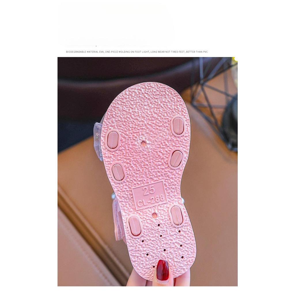 Sandalias de Niña Verano Zapatos de Princesa con Velcro de Suela Blanda para Niños Lazo Pequeño, Mediano, Grande Verano para Niñas