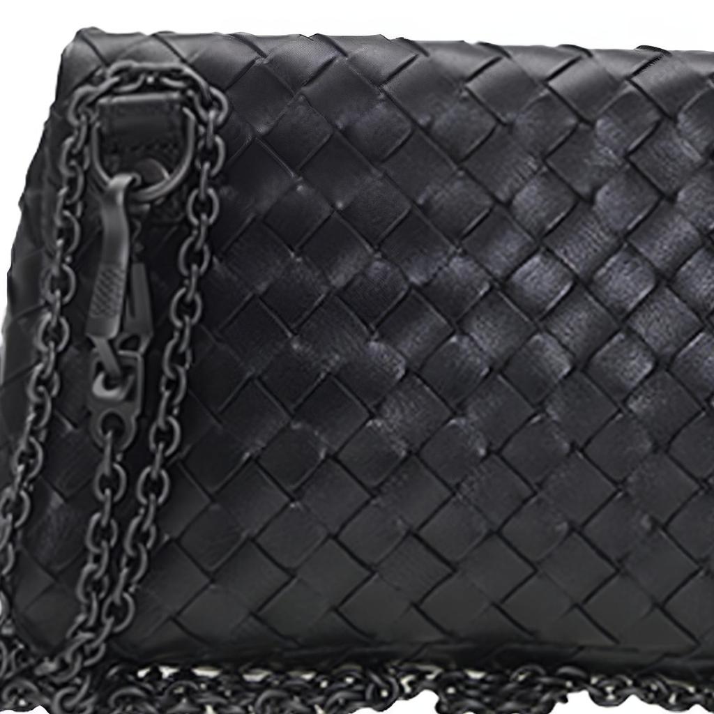 Bottega Veneta Woven Sheepskin Messenger Bag, Crossbody Bag, Shoulder Bag Women's Black 310774-V0016-8175