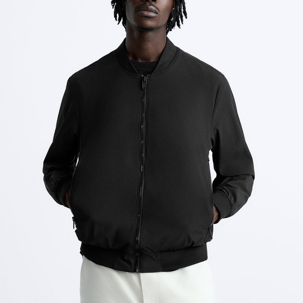 Zara Solid Color Casual Comfortable Long Sleeve Jacket Men jackets Black 3918400-800