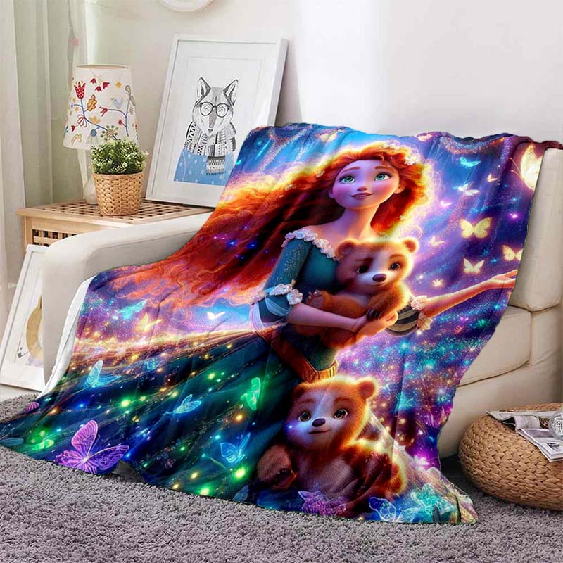 Various Styles and Sizes Cartoon Princess Brave Printed Blanket Bedroom Living Room Sofa Study Kids Room Decor Blanket Potdemiel