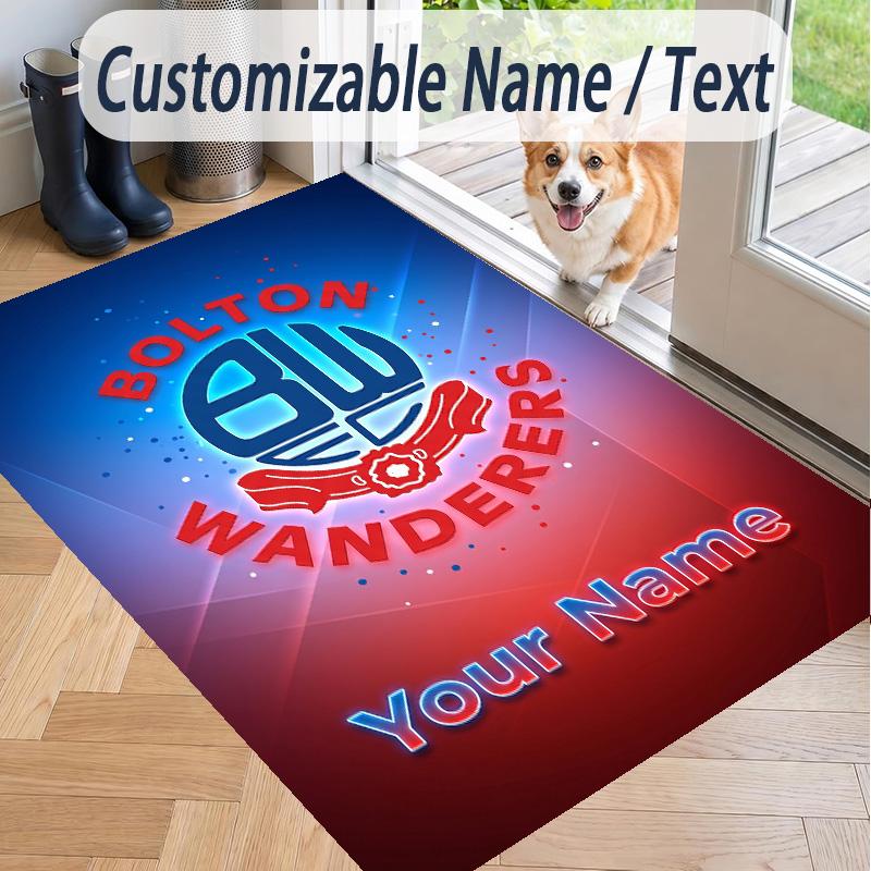 Custom Text Printed Rug Bolton Wanderers FC Non Slip Floor Carpet For Home Room Decor