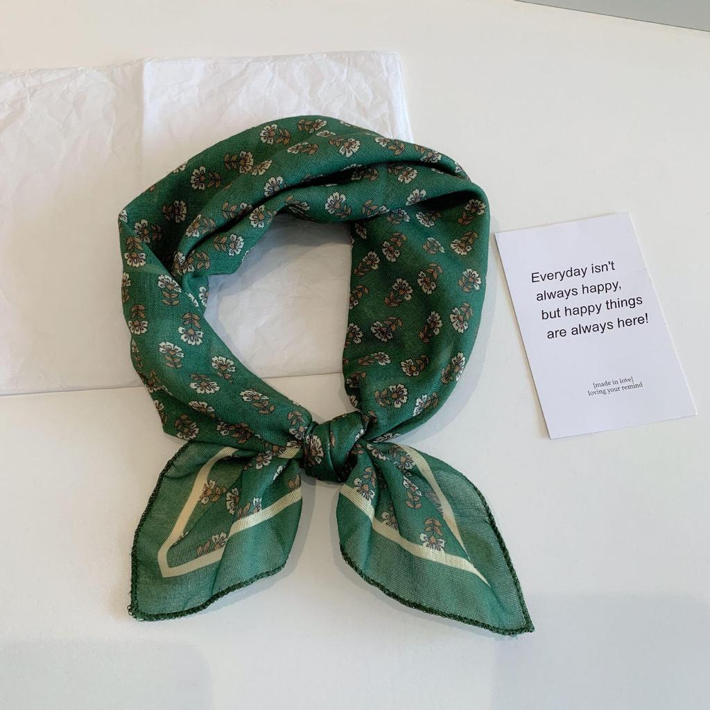 Retro Black Rose Cotton Silk Square Scarf for Women - Lightweight Summer Layering Neck Scarf