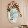 Retro European Bow Round Wall-Mounted Mirror for Bathroom or Bedroom Dressing Table