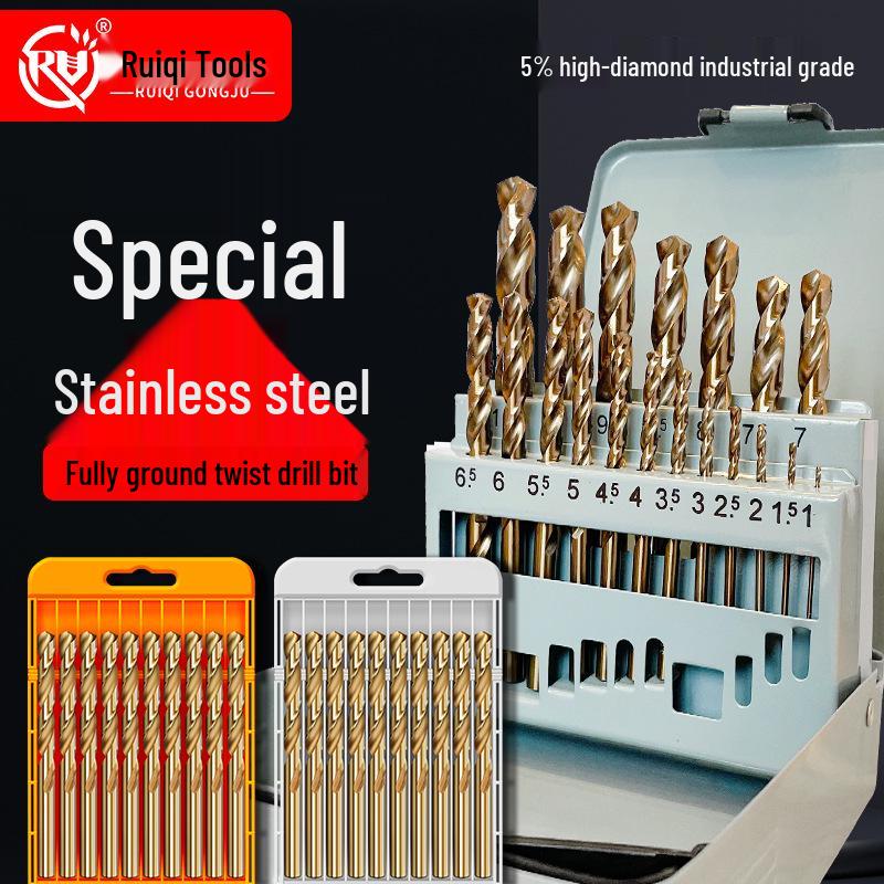 Set di punte da trapano HSS M35 al Cobalto per Legno, Metallo, Acciaio Inossidabile - Alta Durezza