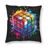 Colorful Rubiks Cube Square Pillowcase Polyester Linen Velvet Creative Zip Decor Home Cushion Cover Wholesale