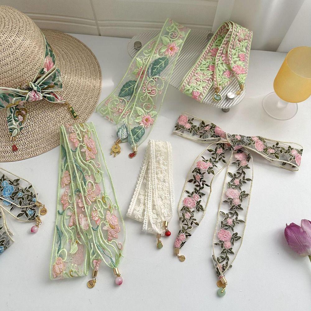 Sweet Embroidered Lace Scarf Printed Narrow Long Scarves Fashion Scarf Headband Beach