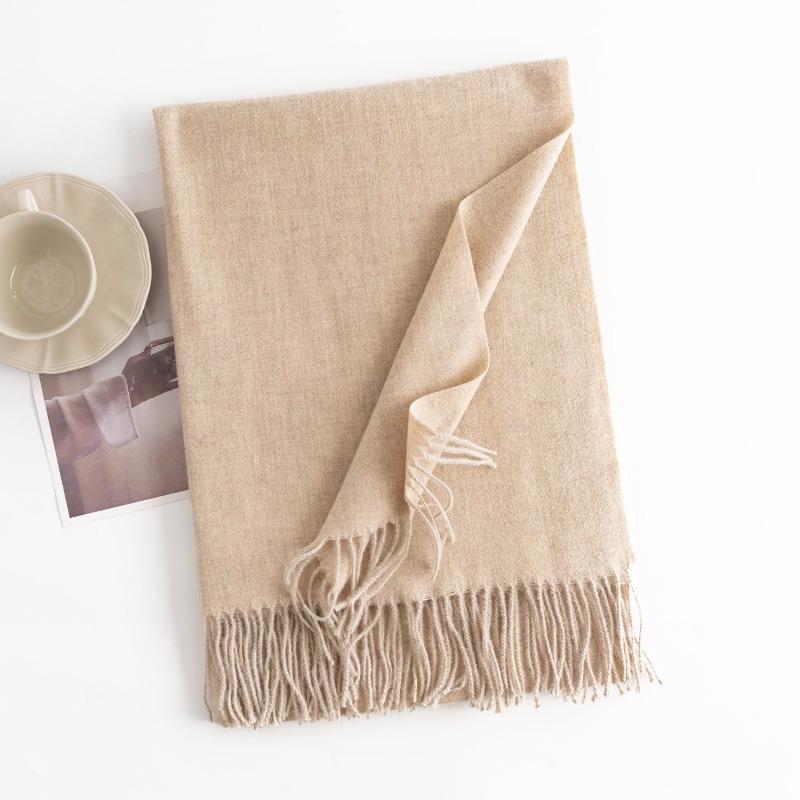 

Новый осенне-зимний однотонный шарф для женщин, высококачественный универсальный шарф из искусственного кашемира, однотонный теплый шарф, шаль 200*68CM бежевый