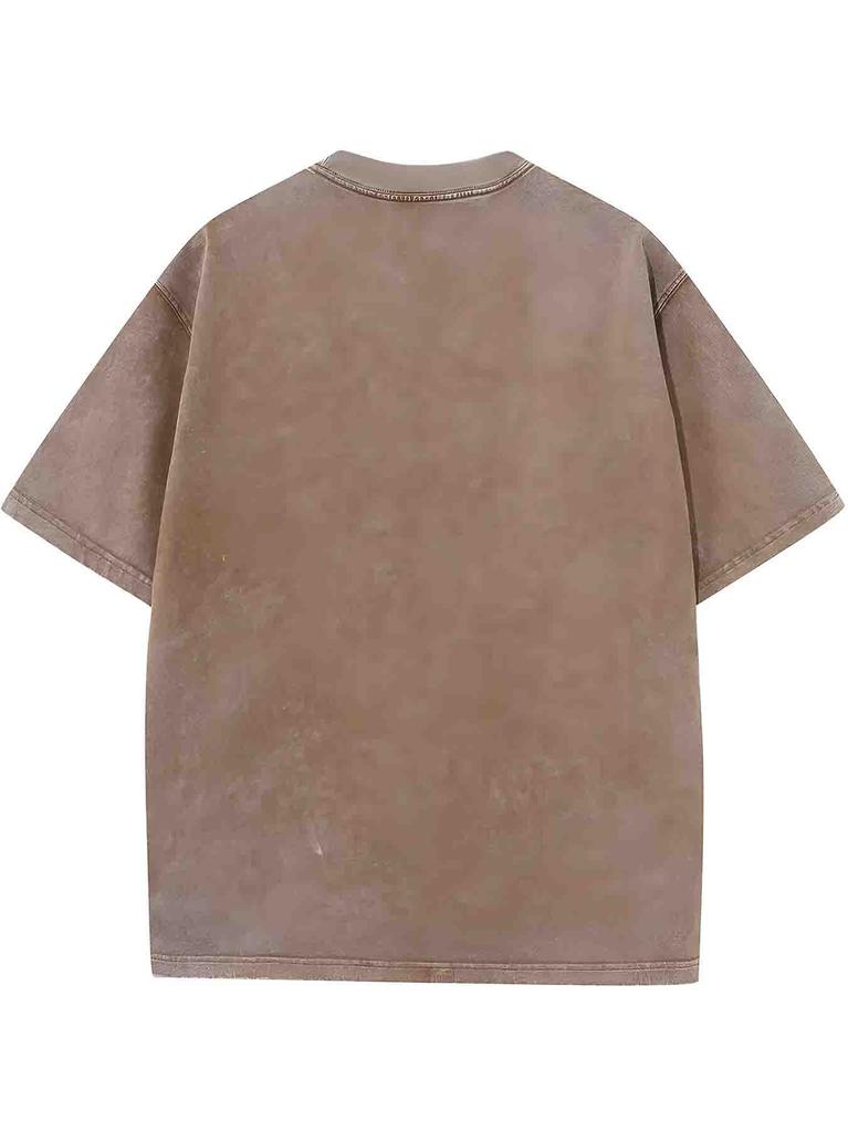 Washed, Retro Rose Printed T-Shirt, High-Quality Printed Cotton Retro Fashion T-Shirt, Suitable for Summer T-Shirt with Certain Thickness,Holiday Gift