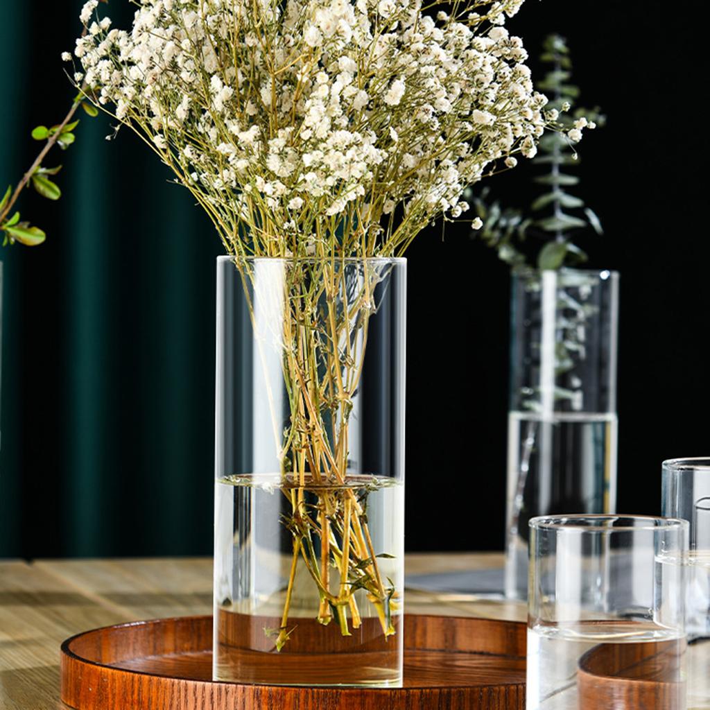 Modern Clear Glass Flower Vase Glass Cylinder Vase Floral Container Flower Vase Elegant Table Centerpiece Decoration