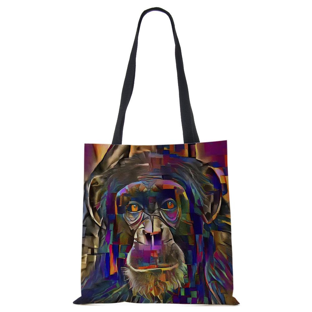 Spaudinys ant drobės nešiojamas ant peties krepšio leopardo pelėda, daugkartinio naudojimo laisvalaikio pirkėjo rankinė 2022 m. Moterų kelionių mokyklos sulankstomi paplūdimio krepšiai