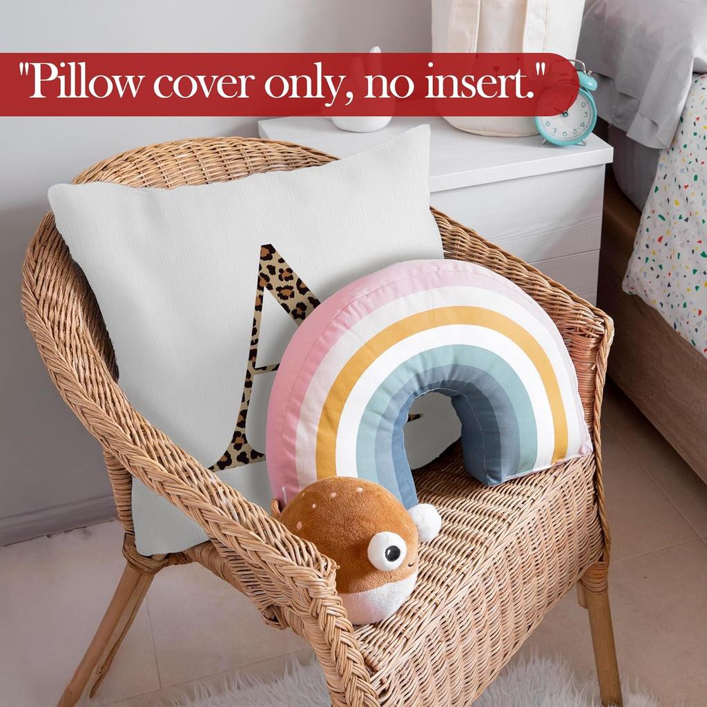 Leopard Print Initial Letter A Throw Pillow Covers, Cheetah Room Decor, Monogram Cheetah Print Decorative Pillowcases Cushion Cases for Home Bedroom