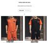2026 Men's Plus Size Patchwork Short Sleeve Summer Casual Suit - Round Neck Sports Shorts Two-Piece Set