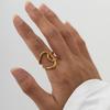 18K Gold Plated Open Adjustable Titanium Steel Ring For Women Fashion Minimalist Irregular Ring Daily Wear Jewelry Accessories