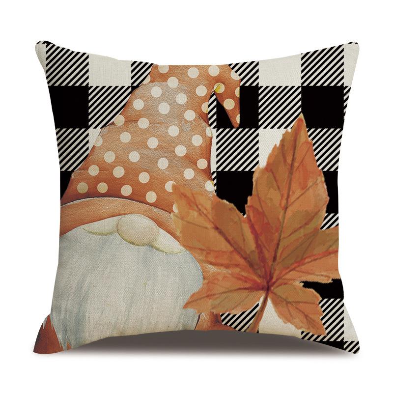 Thanksgiving Linen Pillowcase Autumn Pumpkin Print Pillow Cushion Cover