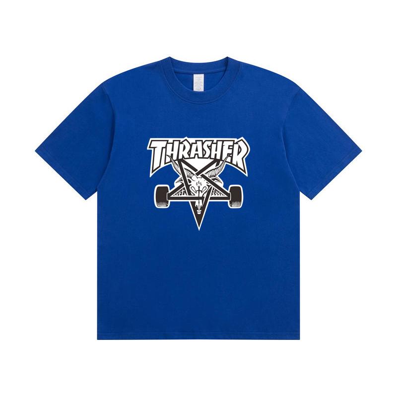 A1-07 Summer Thrasher Letter Print T-Shirt Men Women Oversized Cotton Short Sleeve Casual Streetwear Tee Top