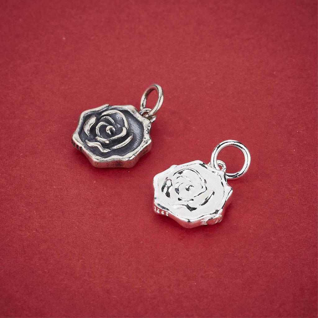 Sterling Silver Rose Flower Pendant & Charm for DIY Bracelets/Necklaces