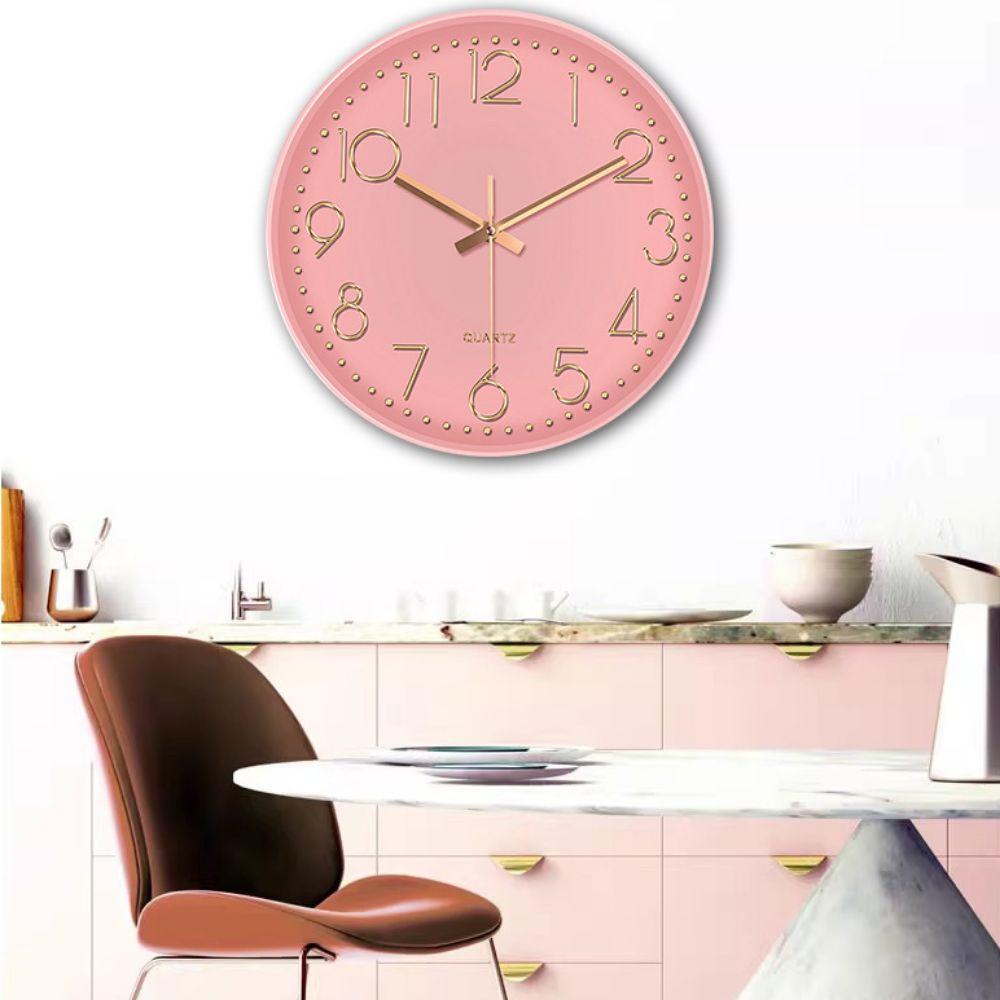 Non-Ticking Nordic Wall Clock Round Wall Hanging Clock Electronic Color Clock  Living Bedroom