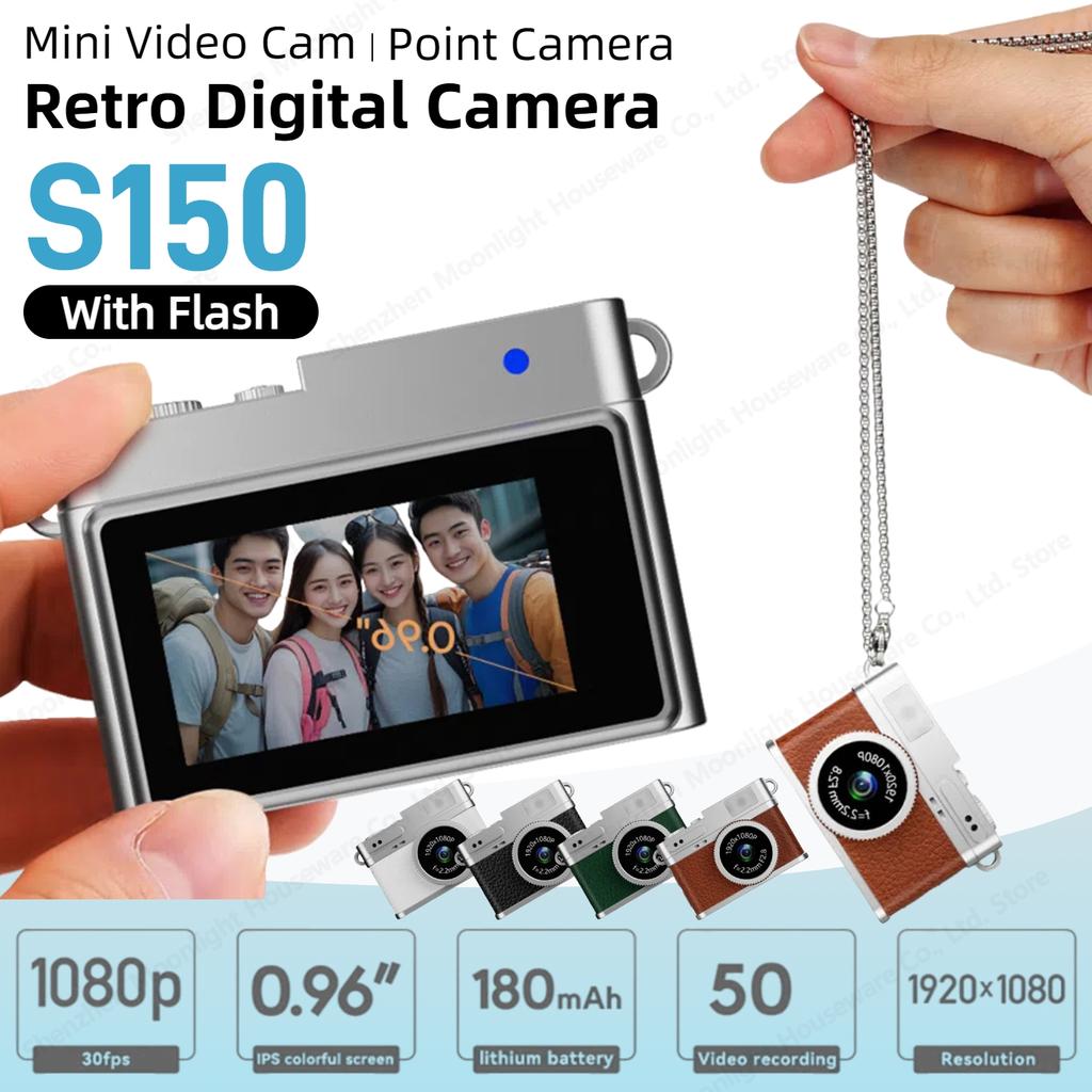 1080P Retro Digital Camera Pocket Video Recorder with 0.96-inch IPS Color Screen LED Flash Light Mini Camera for Photography