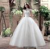 Bridal Wedding Dress Gown White Ivory Lace Floral Sleeveles Skirt