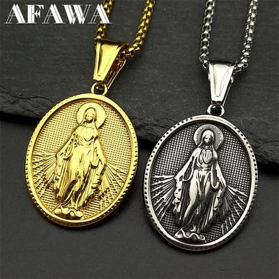 Stainless Steel Virgin Mary Medal Necklace Gold Silver Color Our Lady of Guadalupe Aumlet Necklaces Jewelry Virgen De Guadalupe