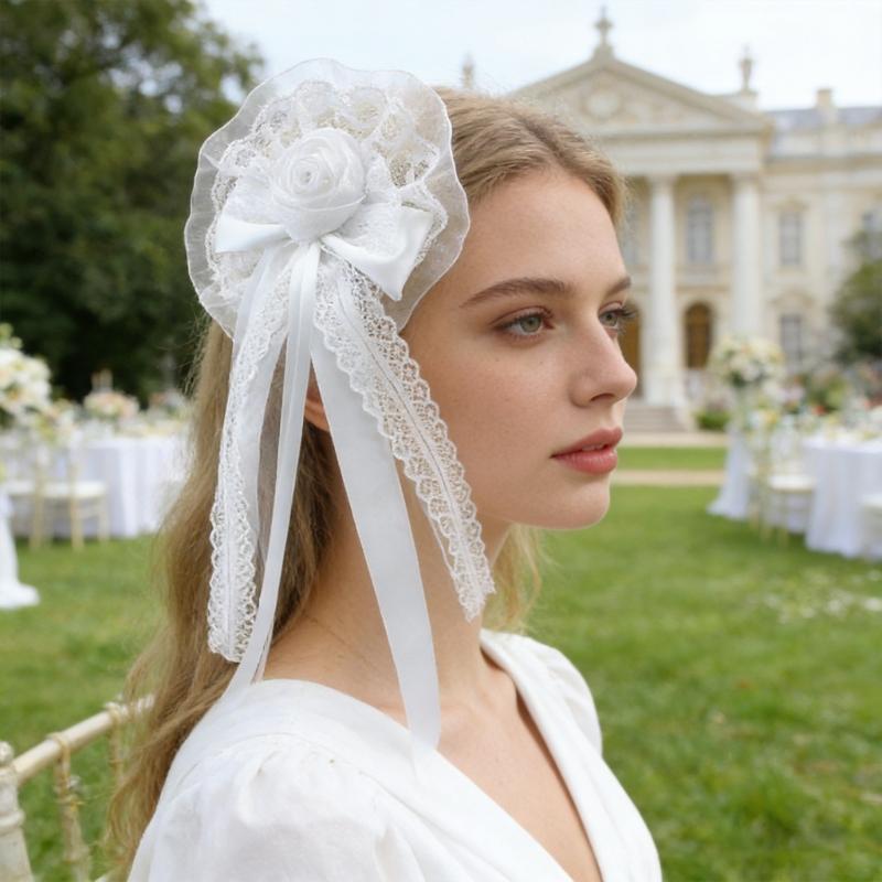 Elegant Anime Hair Accessory Rose And Lace Headpiece Halloween Cosplay Costume Hair Clip For Gothic Outfits