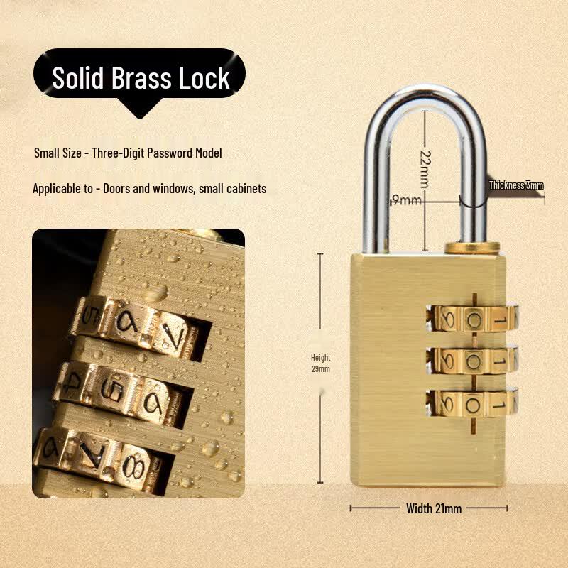 Bingyu Brass Combination Padlock Small