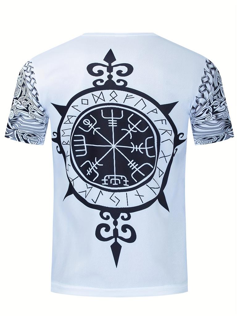 Fashionable Wolf Totem 3D Digital Pattern Print Men's Graphic T-Shirt, Causal Comfy T-Shirt, Short Sleeve Pullover, Men's Summer Outdoor Clothing