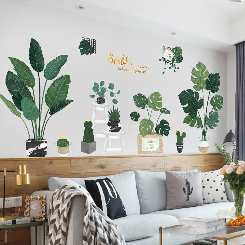 Buy Green Plant Wall Decoration Stickers PVC Wall Stickers Self ...