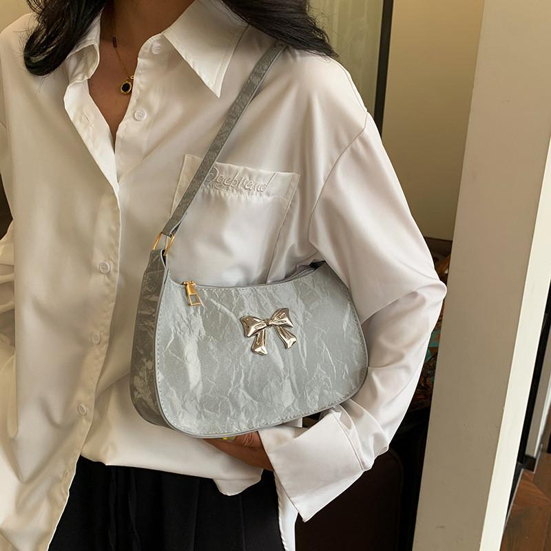 Crossborder Style Pu Mini Crescent Bag With Zipper Closure For Casual Travel