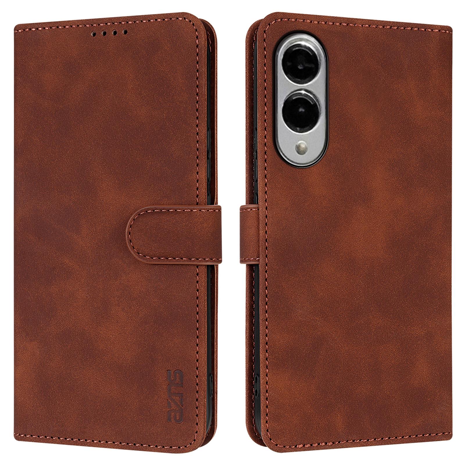 

AZNS For Samsung Galaxy S25 Edge Case PU Leather Wallet Phone Cover Brown
