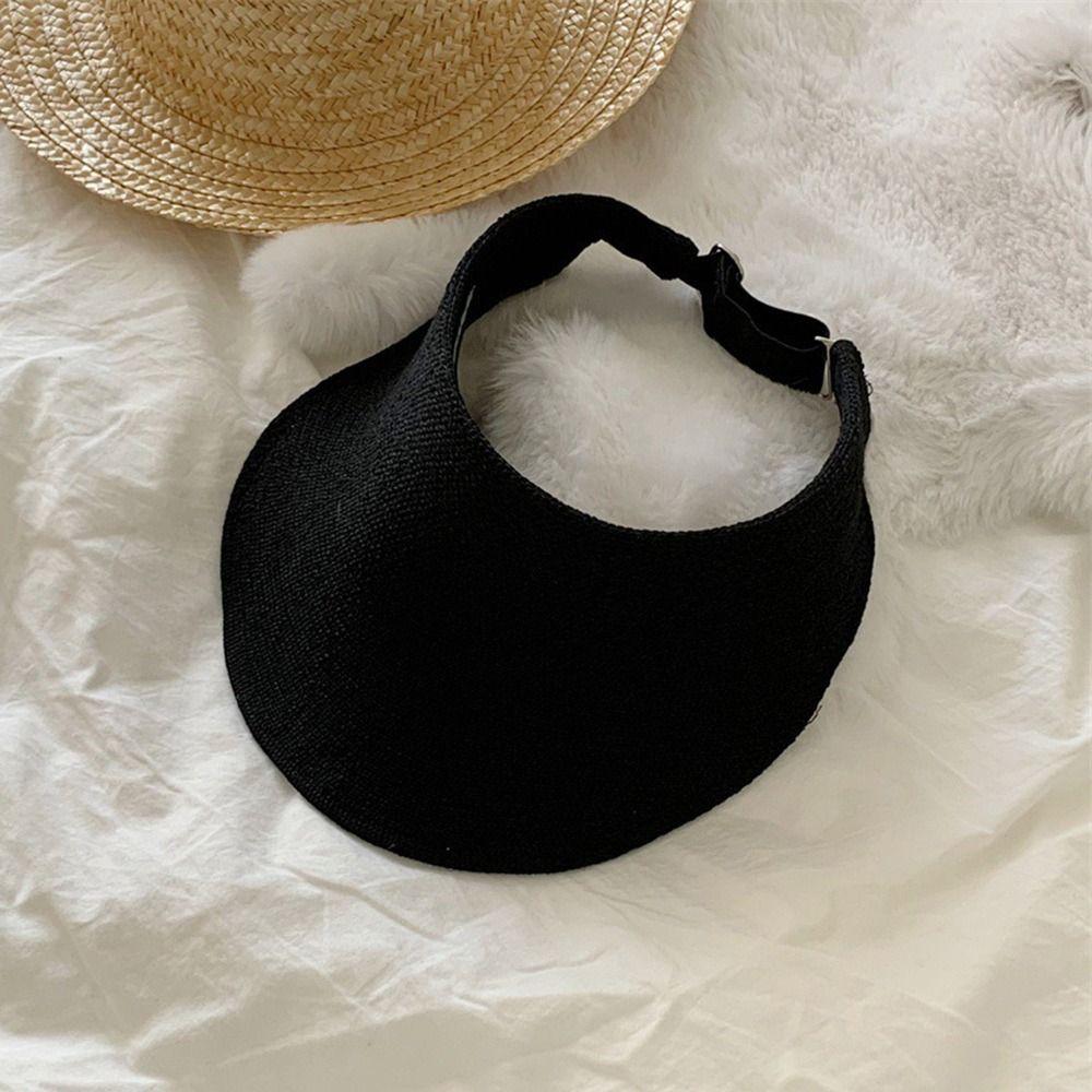 Raffia Summer Visors Hat Anti-UV Beach Straw Hats Fashion Sunshade Cap  for Travel Outdoor Beach