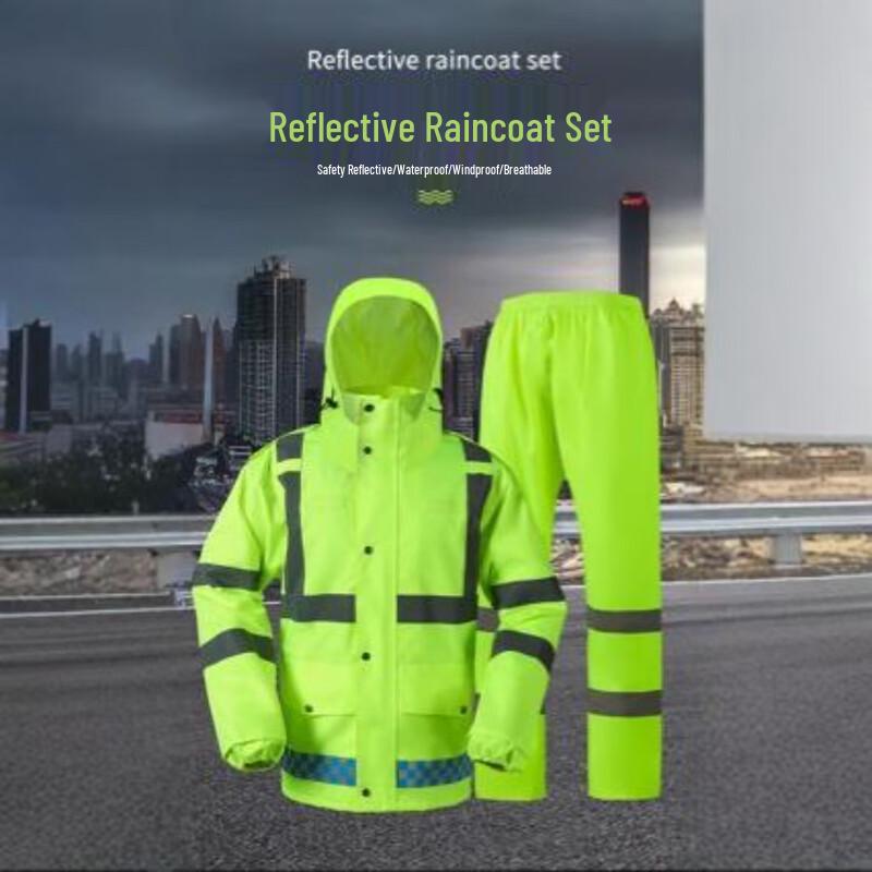 Reflective Fluorescent Green Rain Suit L