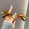 Vintage Rimless Rhombus Sunglasses Women For Men  Luxury Brand Designer Popular Punk Hip Hop Metal Leopard Head Sun Glasses