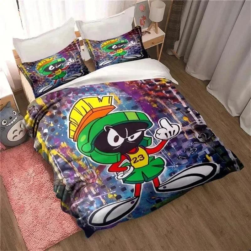 3D Print Game Marvin The Martian Cartoon Bed Set Duvet Cover Pillowcase Bedding Set Linen Sheet Quilt Cover Full Queen King Size