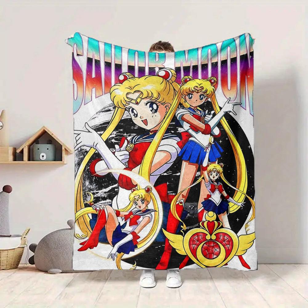 1PC Sailor Moon Blanket Soft Warm All Season Throw for Sofa, Bed, Car, Office Vibrant Colorful Design, Durable & Cozy Gift