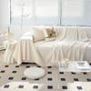 Solid Color Half Velvet Sofa Towel, Simple Cream Style Soft and Waxy Sofa Cover Towel, Universal Sofa Cover Blanket for All Seasons