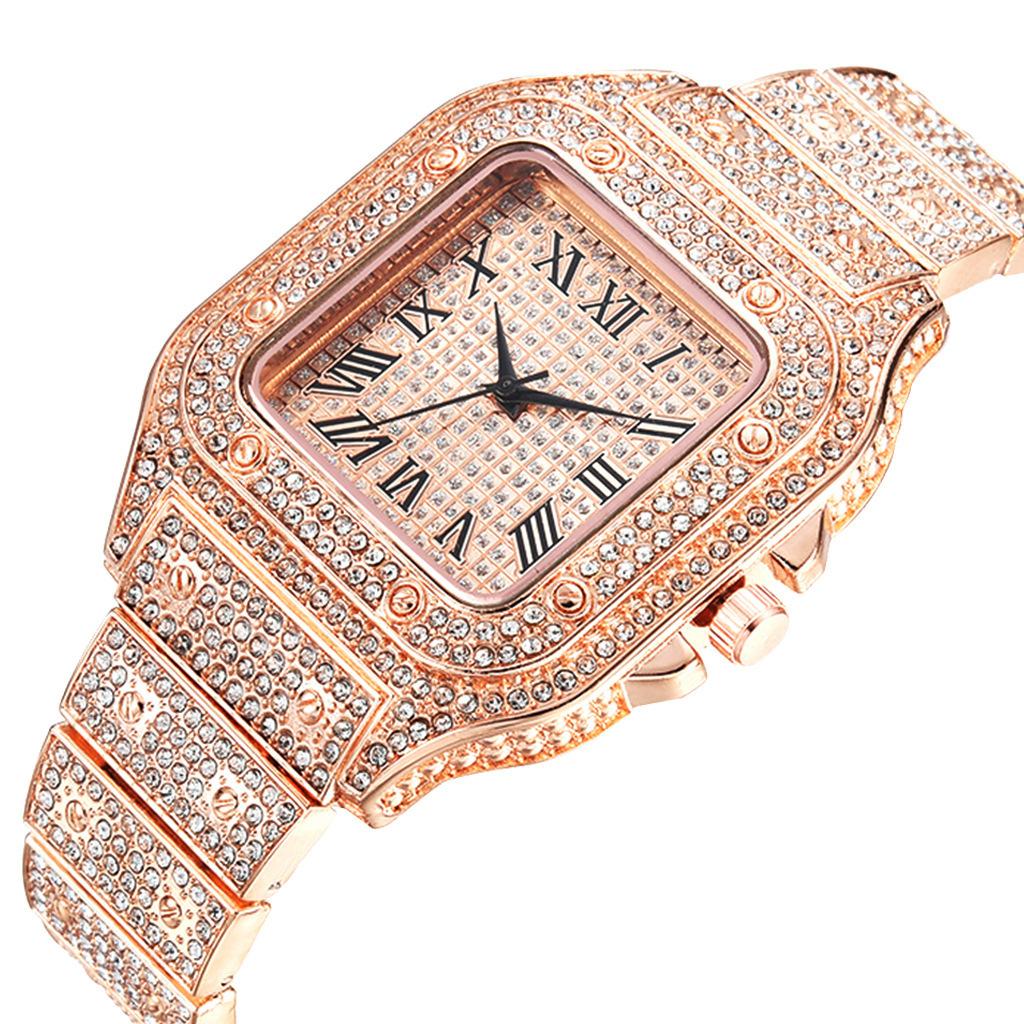 Montres de Luxe Hommes Femmes Diamant Montre Dorée Montre-bracelet Dame Montres Bracelet Strass de Luxe Unisex Montre Femme Nouvelle 2024