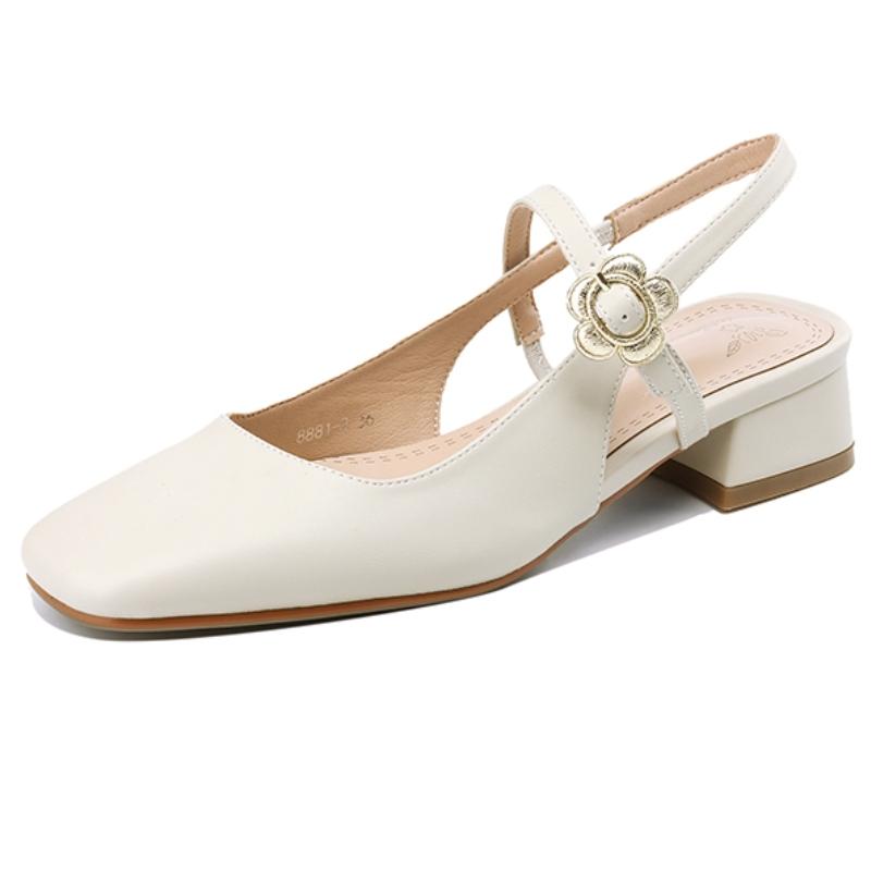 

Элегантные женские сандалии Летняя обувь 2024 Слингбэк Закрытый носок Низкий каблук Телесный Женские Вечерние Танцевальные Свадебные туфли Большой размер Повседневные 39 светло-бежевый