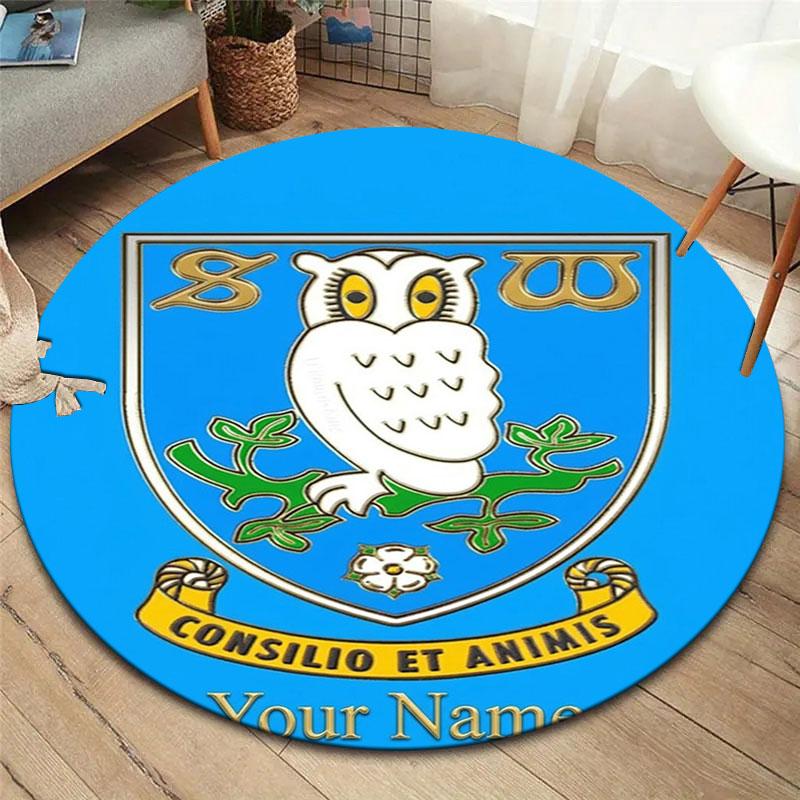 Sheffield Wednesday Football Club Custom Name Round Area Rug,Carpet Rug for Living Room Bedroom Sofa Playroom Decor,Non-slip Floor Mat