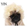 Funny Dog Hairpiece Pet Wig, Cute Bob Cut Cat Afro Curly Wig with Adjustable Cosplay Elastic Band, Breathable for Dogs, Cats Halloween Party Headwear