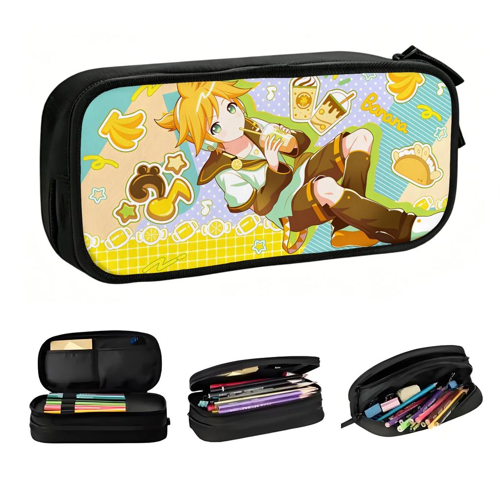 Kawaii Kagamine Rin Len H-Hatsune M-Miku Pencil Cases for Girl Boy Big Capacity Pencil Pouch School Accessories
