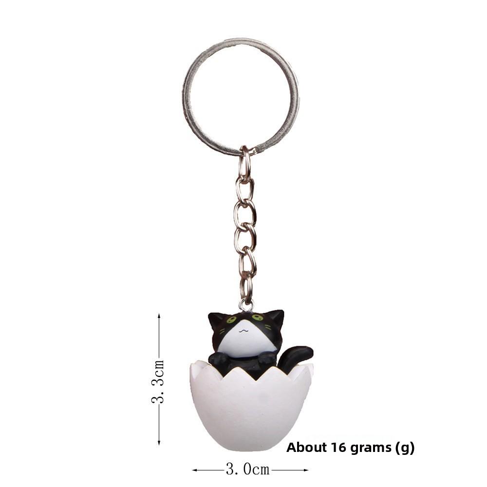 Adorable Eggshell Cartoon Cat Resin Pendants Keychain For Gifts Children
