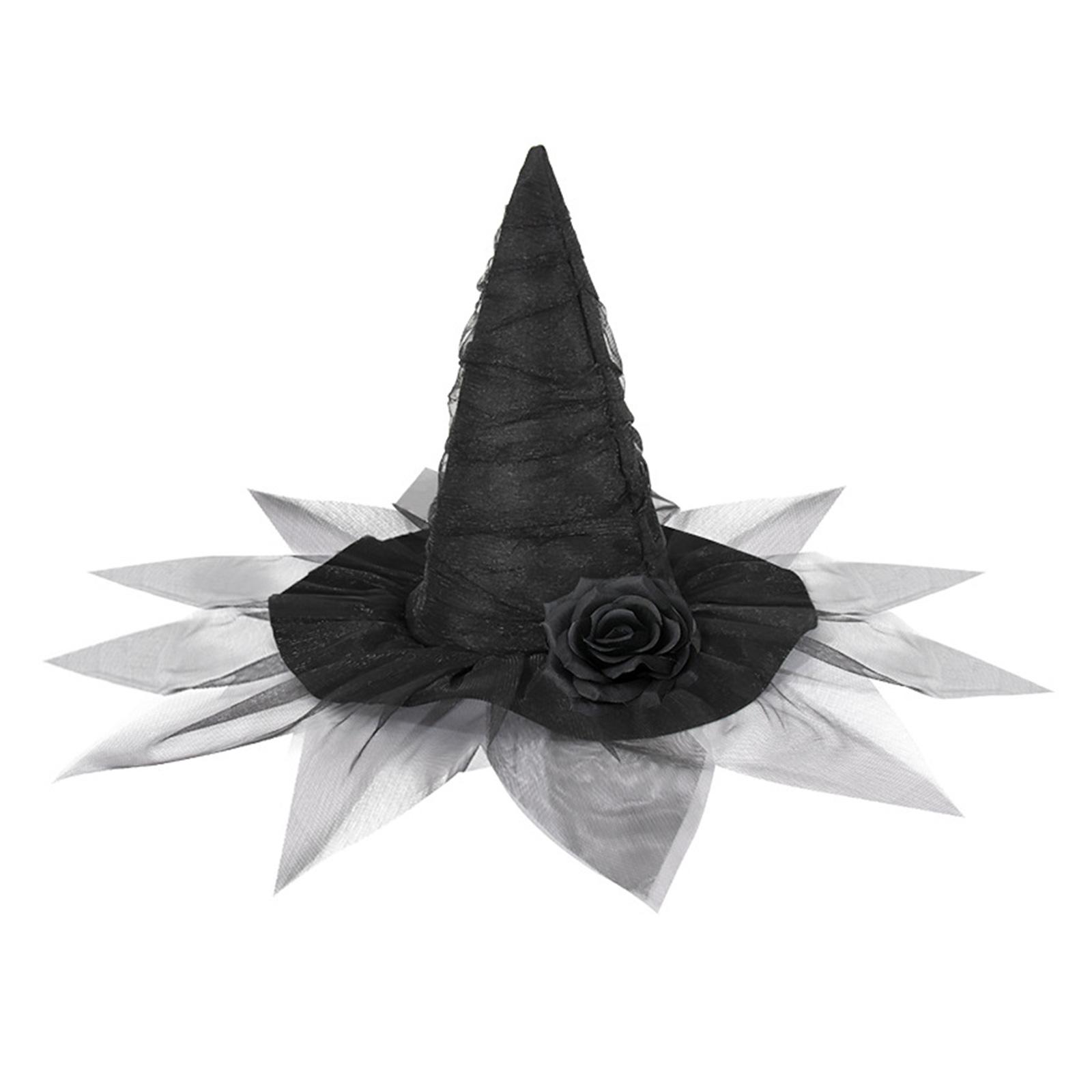 

Rose Flower Witch Caps for Adult Wizard Hat Halloween Party Headwear Cloche Hat Holiday Headwear Role Playing Stage Hat 1
