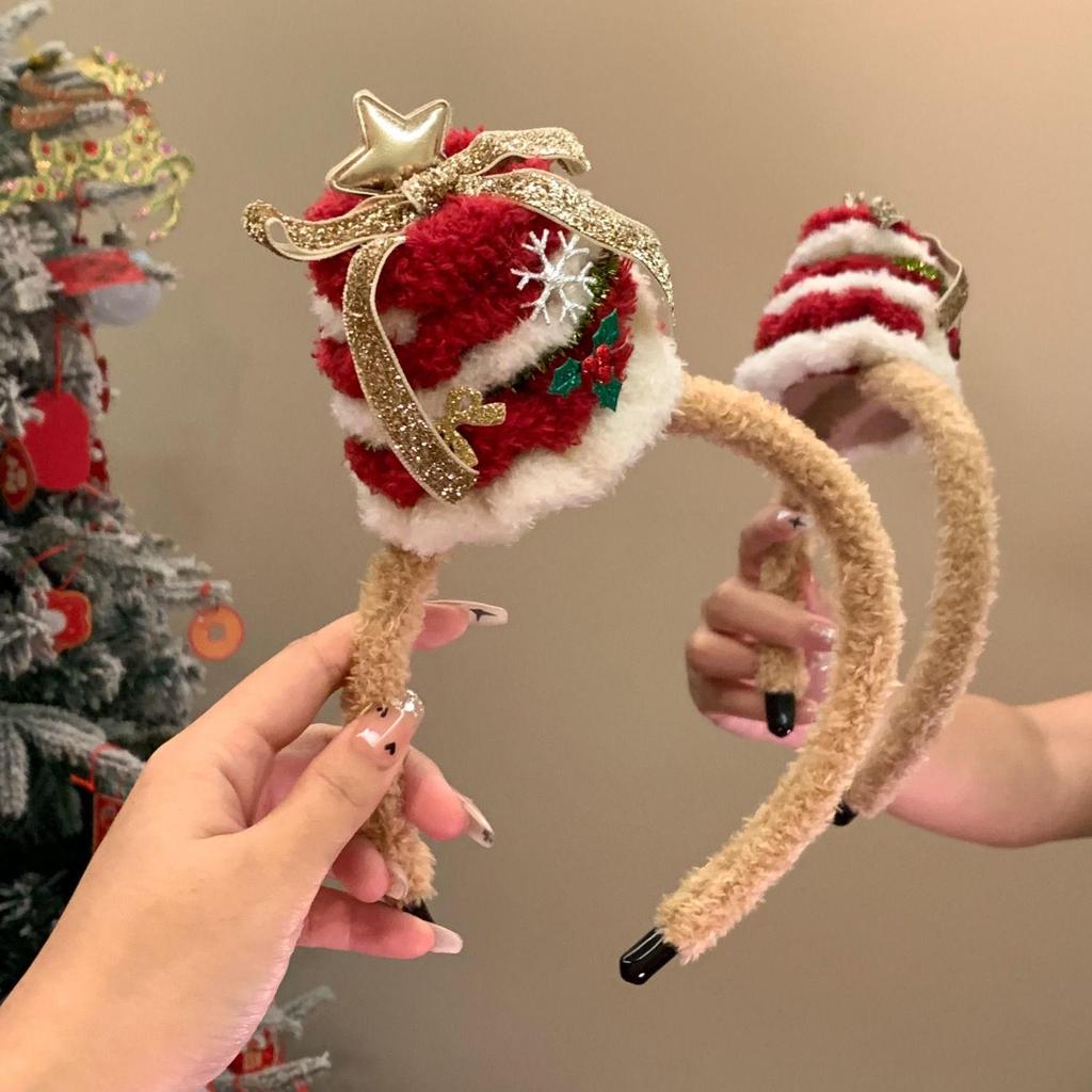 2025 Sonbahar/Kış Peluş Noel Ağacı Taç: Kadınlar İçin Eğlenceli ve Şenlikli Saç Aksesuarı