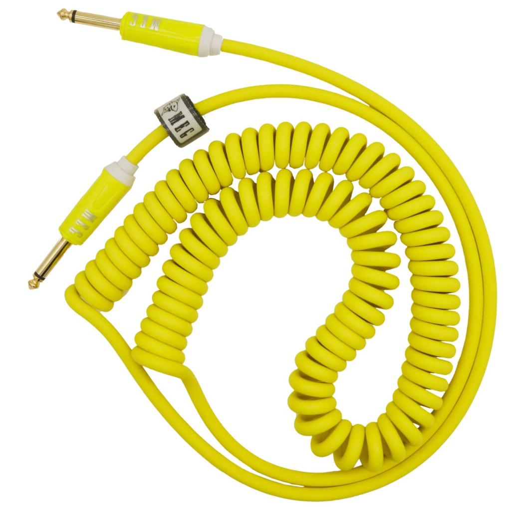 Aestivate Guitar Coiled Cable, Bass Shielded Curl Cord, 6.35mm, 10 Feet3m (Yellow)
