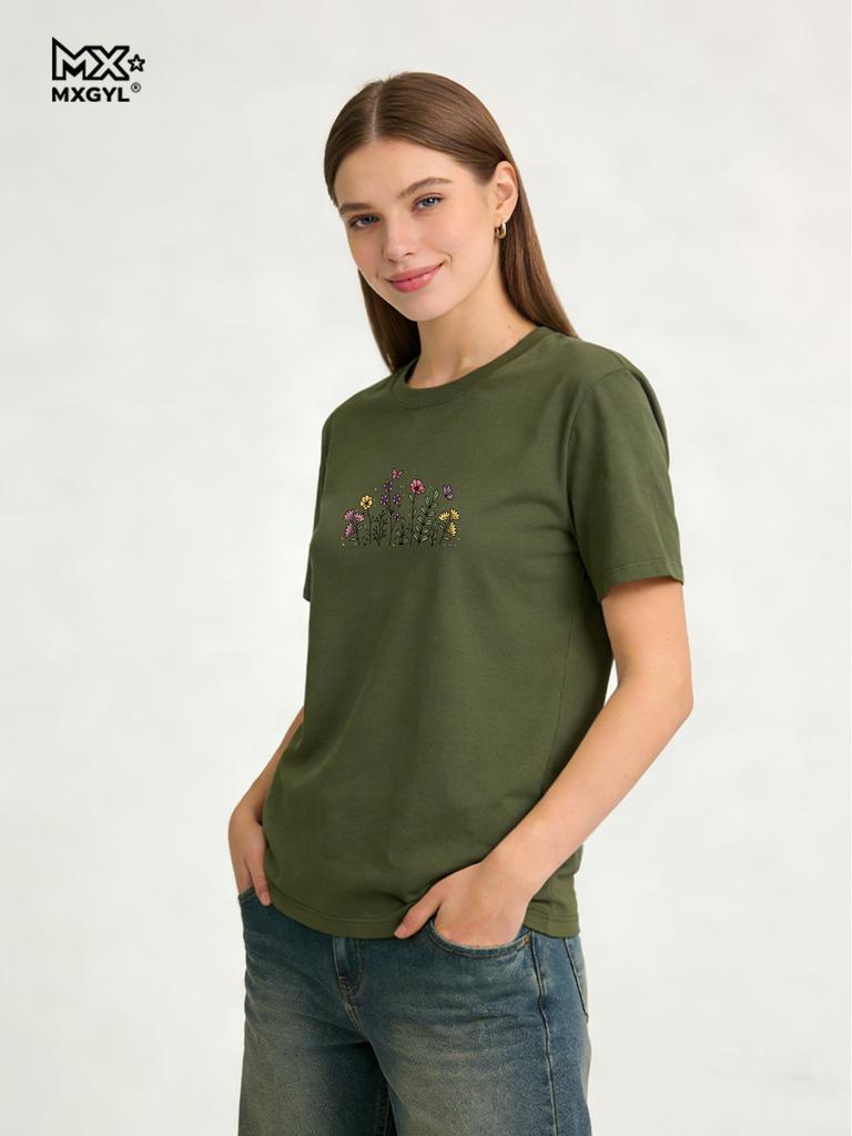2026 New Style Colorful Blooms Tee - Spring In A Shirt Style With Nature Shirts Graphic T Shirts Women Clothing Tops