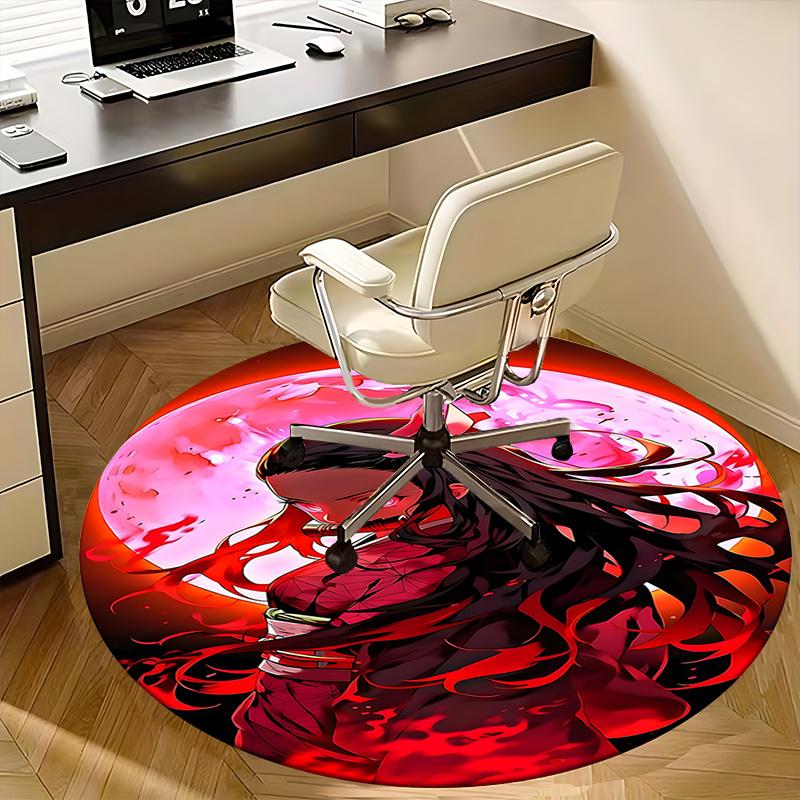 Anime Character Chair Mat - Round Carpet for Home Decor, Office Use, Bedroom & Living Room Gift0424b