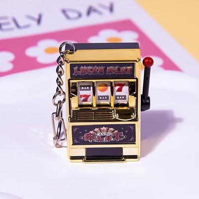 Kreatives Spielbares Mini Glücksspielautomat Schüttel-Lotteriemaschine Transfer-Spiel Schlüsselanhänger Anhänger Simulationstasche
